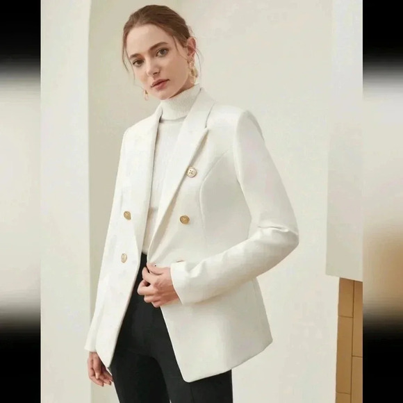 PREMIUM VISCOSE DOUBLE BREASTED BLAZER - Picture 4 of 7